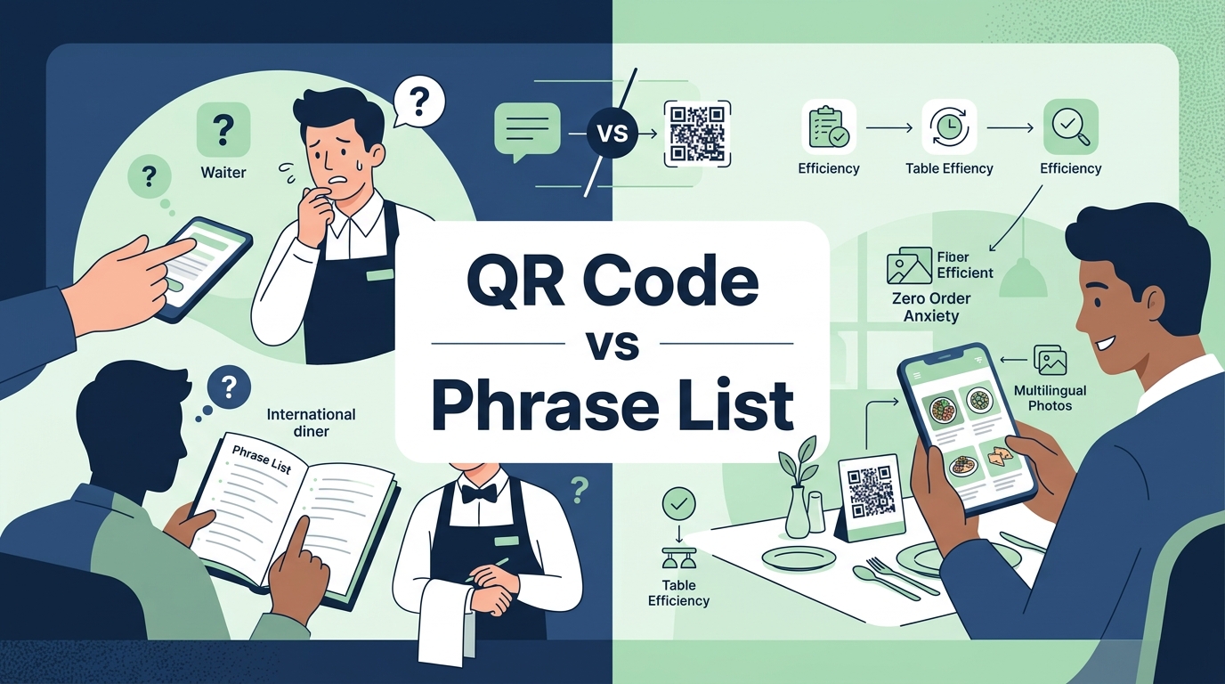 How do multilingual QR code menus solve communication barriers for international diners?