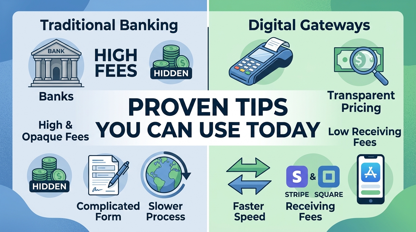What are the most cost-effective ways for accepting international payments in regional Japan?