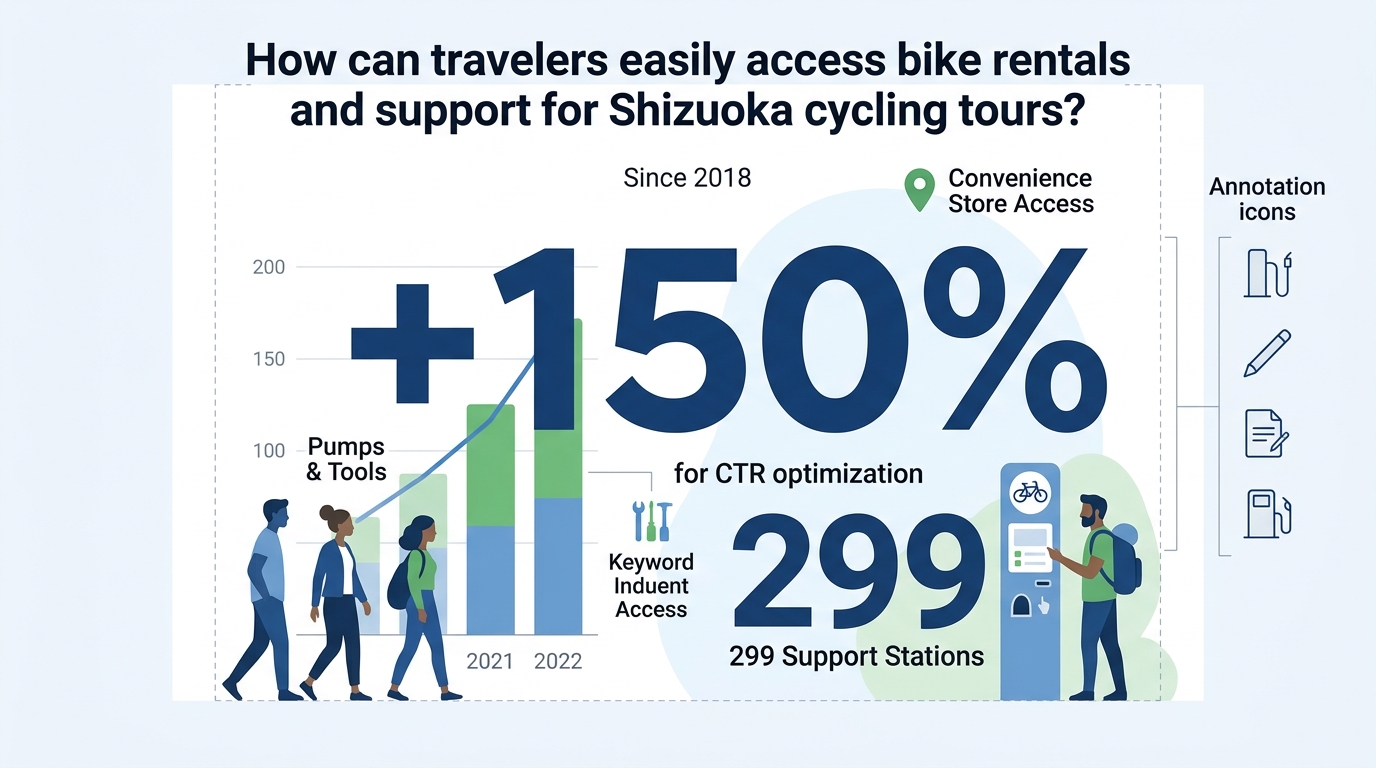 How can travelers easily access bike rentals and support for Shizuoka cycling tours?