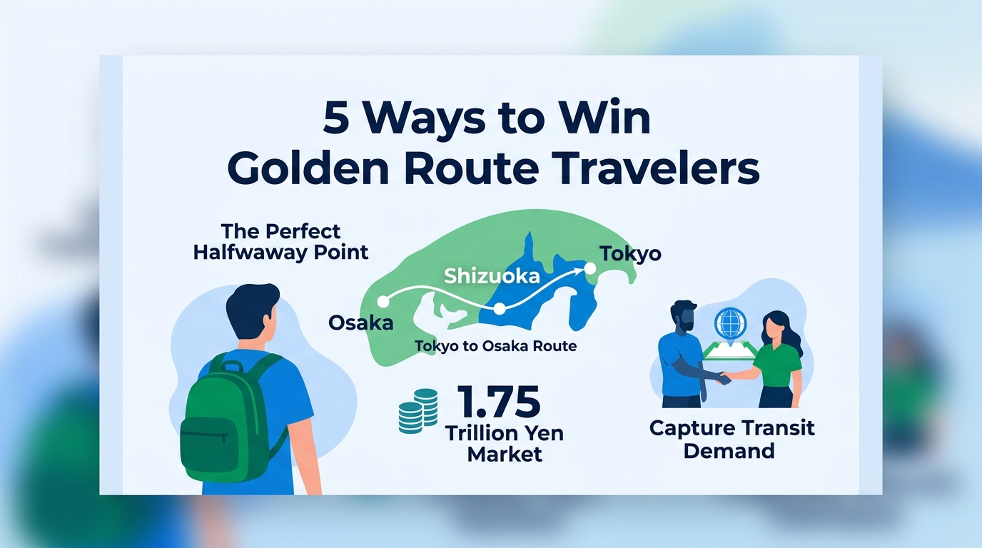 How can Shizuoka businesses capture 'transit demand' from Golden Route travelers?