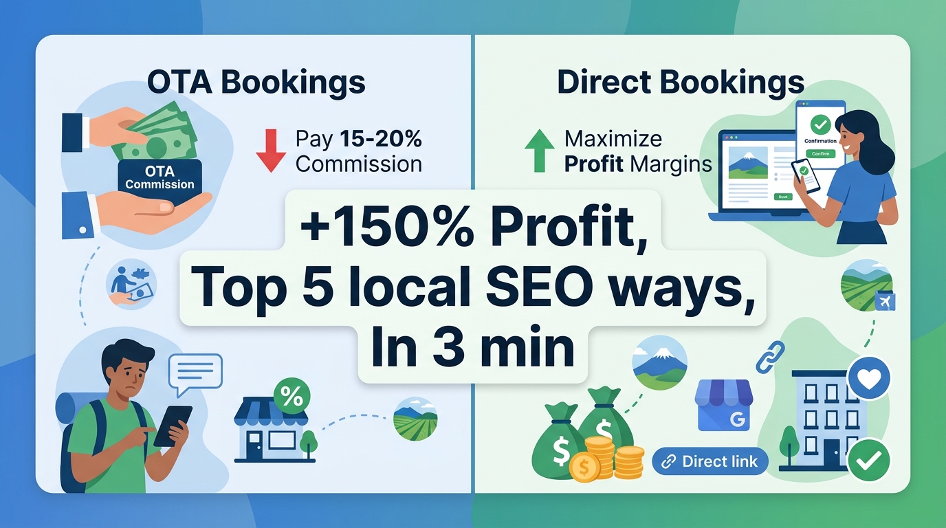 How does a strong local presence reduce OTA dependency and increase direct bookings?